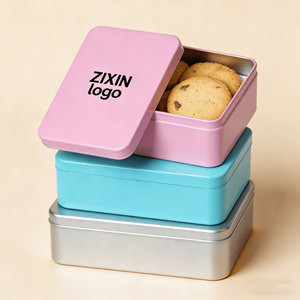 Прямоугольная жестяная коробка с индивидуальной печатью логотипа, низкий минимальный заказ, прочный универсальный контейнер для упаковки подарков и хранения печенья - Product Image 6