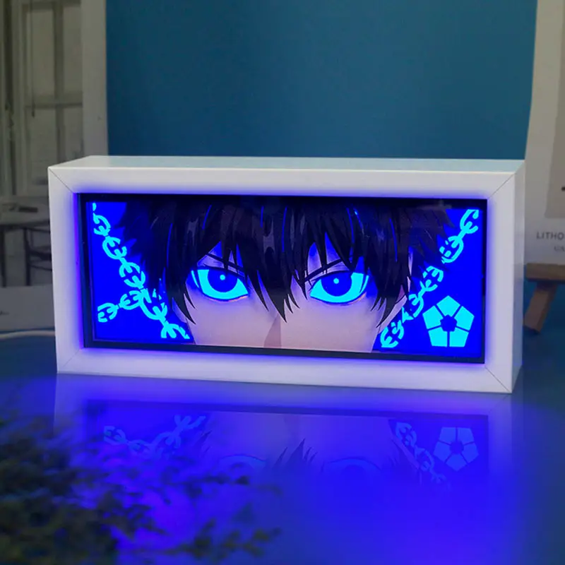 New Movie Character Poster Laser Cut Paper Crafts Led Lighted Shadow Box Framed Paper Carved Anime Light Box For Gifting