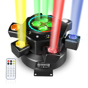 Projecteurs de scène à tête mobile 6 bras 120W, éclairage LED RGBW 4-en-1 avec effets stroboscopique et Bee-eye, DMX512, activés par le son - Product Image 1
