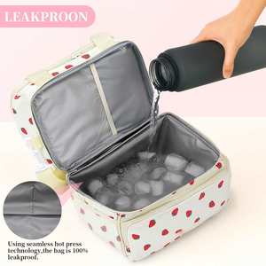 Bolsa de Almuerzo con Diseño de Fresa para Niñas, Elegante y Linda, de Doble Capa y Gran Capacidad, para Bebidas y Frutas - Product Image 6