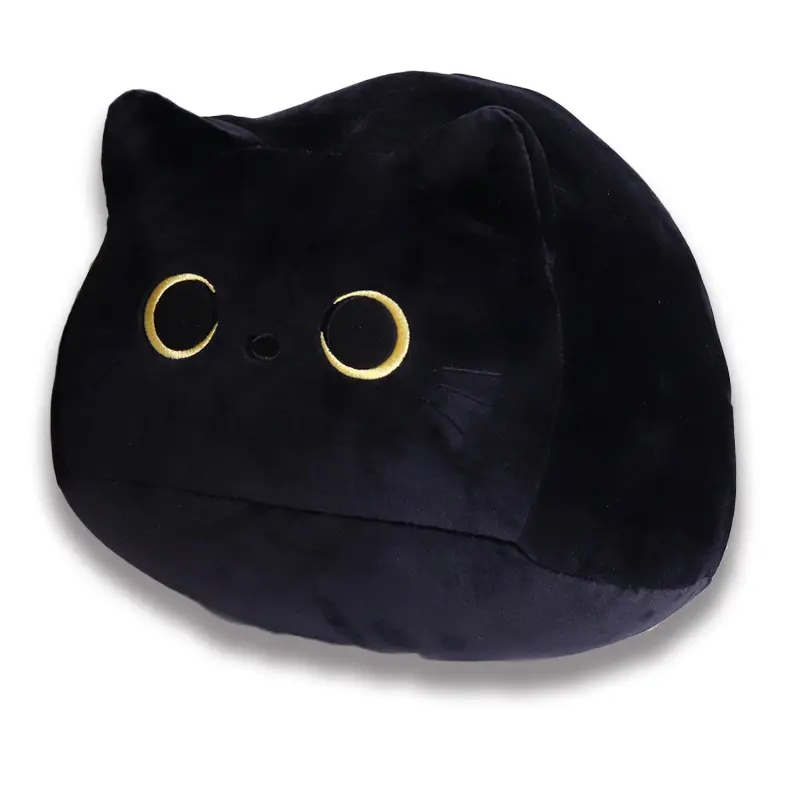 Juguetes de peluche de gato negro, peluche de gato suave, regalo de almohada