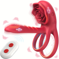 Anillo Vibrador de Pene de Silicona Recargable con Control Remoto Rose, 10 Modos, Retrasa la Eyaculación Masculina, Cinturón de Castidad Masculino, Erección