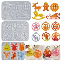 DIY Noël Elk Flocon de Neige Pendentif Silicone Moule pour Boucles d'Oreilles Collier Porte-clés Moule Décoration Maison