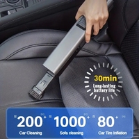 Compresseur portable 4 en 1 pompe à air, sans fil, aspirateur pour voiture et maison, détection de pression des pneus, lampe de poche LED SOS Light
