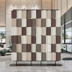 Paravent mobile en acier inoxydable Art Déco <span class=keywords><strong>Homedeco</strong></span>, structure en cuir PU bleu foncé, 2 pièces - Product Image 3