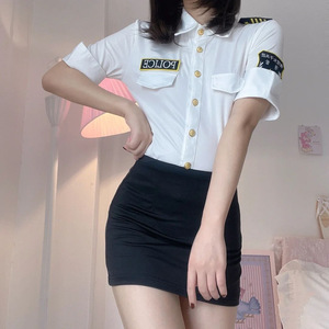 2026 RUIKE Costume <span class=keywords><strong>de</strong></span> jeu <span class=keywords><strong>de</strong></span> rôle <span class=keywords><strong>sexy</strong></span> pour femme, uniforme <span class=keywords><strong>de</strong></span> policière et d'hôtesse <span class=keywords><strong>de</strong></span> <span class=keywords><strong>l</strong></span>'<span class=keywords><strong>air</strong></span>, coupe ajustée extensible, style secrétaire, avec haut, jupe courte et chapeau - Product Image 5