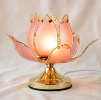 Lampe de table Lotus à tête unique, structure métallique, pétales en verre translucide, E26, lampe de nuit décorative