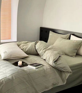 Set di biancheria da letto in cotone lavato jacquard di lusso set copripiumino solido personalizzato - Product Image 6