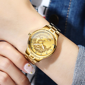 Binbond Gold Dragon Quartz Watch 11mm Stainless Steel Band Waterproof Luminous Diamond Men's Watch - Product Image 2