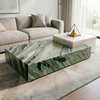 Table basse en marbre vert jade de style moderne et luxueux pour la décoration de la maison, salon, hôtel, bar, café