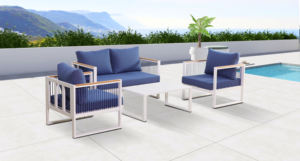 Ensemble de canapés de <span class=keywords><strong>salon</strong></span> de <span class=keywords><strong>jardin</strong></span> en aluminium métallique imperméable de loisirs et d'extérieur, prix d'usine de Foshan - Product Image 4