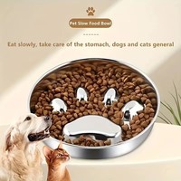 Elecpet Bol à nourriture lente en acier inoxydable antidérapant, diffuseur de nourriture lent pour les animaux de compagnie lors