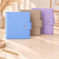 Organiseur de budget A5 personnalisé Hongbo multicolore avec feuilles mobiles, cartes et enveloppes pour espèces, avec anneaux en cuir souple couleur or rose