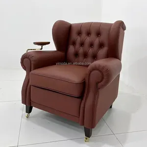 Fauteuil en cuir de couleur rouge foncé américain chic pour une utilisation d'hôtel fauteuil de cigare accent chesterfield antique