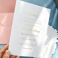 Invitaciones de Boda de Lujo con Grabado en Relieve y Lámina Dorada, Diseño Floral Personalizado con Rosas, Invitación de Papel, Kit de Papelería para Matrimonio