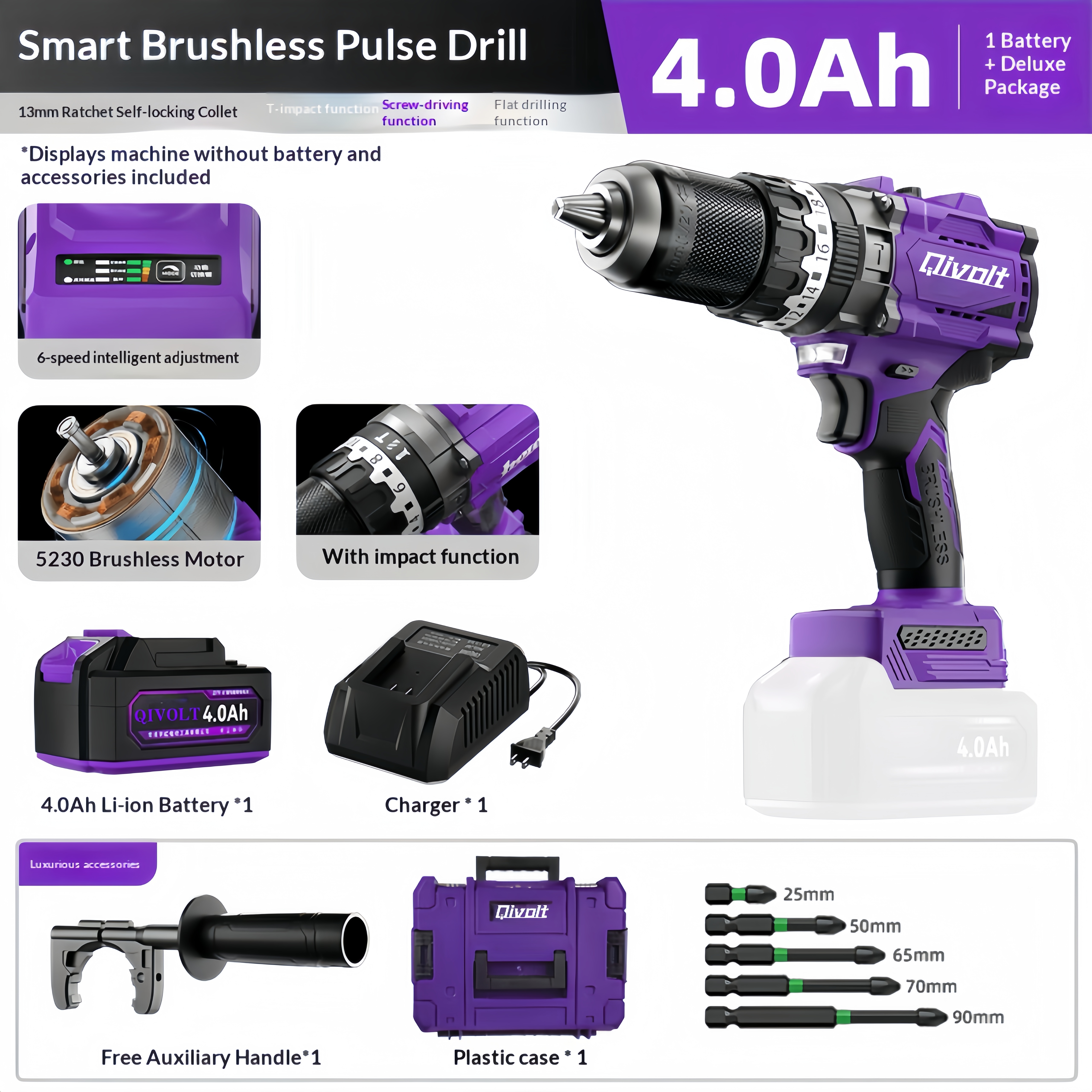 Trapano con 1 batteria da 4AH e 1 caricabatterie