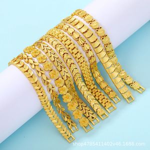 Fashionable Imitation Gold <b>Bracelet</b> Leaf Design Zinc Alloy Push Pull <b>Bangle</b> Unisex Jewelry Gift Style 1 Style 9 - Product Image 2