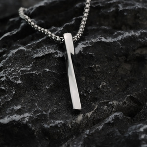 Geometric Asymmetry Stainless Steel Men's Pendant Necklace Long <b>Titanium</b> Steel <b>Chain</b> Fashion Jewelry - Product Image 1