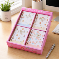 DEPAI 64K Carnet à spirale mignon motif ours de dessin animé et fleurs, dorure à chaud, 80 feuilles, papier ligné 80 g/m², mini journal de poche pour enfants