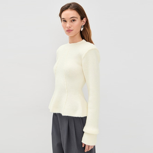 Maglione invernale 2026 nuovo, aderente, in <span class=keywords><strong>lana</strong></span>, lavorato a mano, con cappuccio, girocollo, a maniche lunghe, da donna - Product Image 3