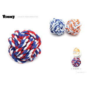 Jouet à mâcher pour animaux de compagnie en corde de coton multicolore de 7,5 cm, polyvalent, avec un look élégant - Product Image 1