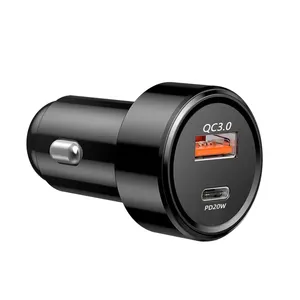 Factory Price 2 USB Ports Qc 3.0 And Type C PD Car Charger 2 Port PD Usb-C Fast Charging Car Charger Adapter