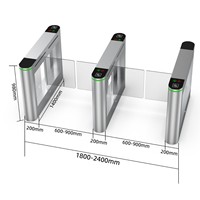 Porte d'accès piétonne pour entrée de bureau avec système de reconnaissance faciale, billetterie, en acier inoxydable, protection IP54, lecture de cartes et QR
