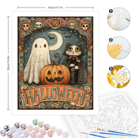 CHENISTORY Peinture par numéros DIY pour adultes, thème Halloween : Fantômes, citrouilles et chatons, à colorier par numéros