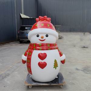 รูปปั้นหุ่นมนุษย์หิมะทำจากเรซินไฟเบอร์กลาสขนาดใหญ่สำหรับตกแต่งเทศกาลคริสต์มาสกลางแจ้งเชิงพาณิชย์ - Product Image 6