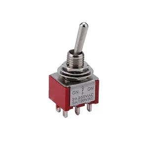 MTS-203RA 6mm On-Off-On Latching 3 Positions 6Pins DPDT Double Pole Double Throw PC Terminal Toggle Switch