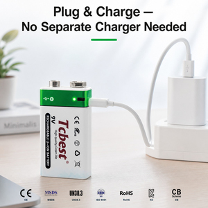 2025 all'ingrosso e prezzo di fabbrica tipo-C <span class=keywords><strong>9V</strong></span> 1000mAh <span class=keywords><strong>batteria</strong></span> ricaricabile cilindrica agli ioni di litio per elettrodomestici - Product Image 5