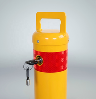 Borne de sécurité amovible en acier KAVASS verrouillable 89 mm, poteau de sécurité détachable pour équipement de stationnement en acier, revêtement en poudre jaune
