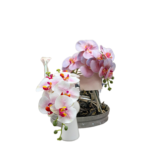 Poetic 7 Head Phalaenopsis Butterfly Orchid <b>Artificial</b> <b>Flower</b> Faux White Head Realistic 3D Painting Handmade Modern Orchid - Product Image 1