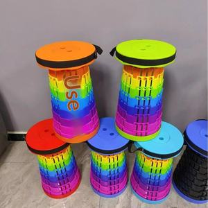 Складной уличный стул, красный, радужный, портативный, для очередей, удобное хранение, регулируемая высота, телескопический, для интернет-магазинов - Product Image 1