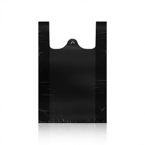 Bolsas Biodegradables Tipo Camiseta, Bolsas de Plástico PE Negras con Asas para Envasado de Alimentos y Uso Minorista, Personalizables - Product Image 2
