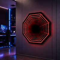 Enseigne LED personnalisée en acrylique avec miroir infini, boîte lumineuse néon 3D, logo personnalisé, décoration murale pour bar, club, mariage, boutique, bureau, maison