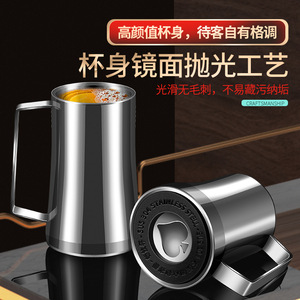 Stainless Steel Beer Mug 501-600ml With Handle Heat Insulated Party <b>Drinkware</b> - Product Image 3