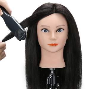 Cabeza de Maniquí de cabello humano real y cabeza de entrenamiento de práctica de peluquería y cabeza de muñeca de cosmetología con cabello - Product Image 4