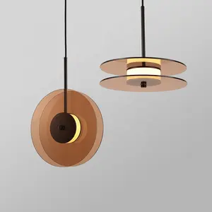 LED lâmpada vidro sanduíche design pingente lâmpada liga de alumínio moderna lâmpada luminosa sala minimalista pingente luz