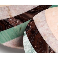 Table console de salon minimaliste personnalisée en pierre naturelle, table de présentation en marbre de couleur mélangée, cube, socle