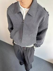 Men's Vintage Check Short Lapel Jacket with Design Details Trendy <strong>Old</strong> Money Style Loose Casual Outerwear for Spring and Autumn - Product Image 5