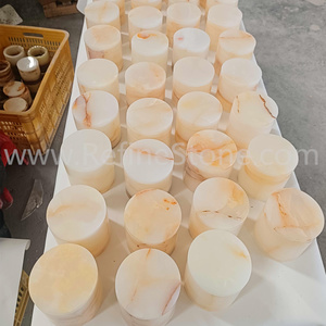 Raffina i barattoli di pietra di onice verde naturale per la produzione di candele - Product Image 4