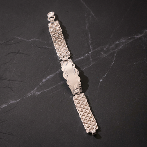 Pulsera de Plata de Ley 925 para Mujer, Cadena de Eslabones Anchos, Diseño Texturizado Italiano Tradicional, Regalo Moderno para Novia - Product Image 3