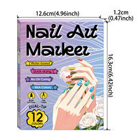 Marqueurs acryliques personnalisés pour croquis, tissu, bricolage, coloriage, graffiti, peinture au pinceau acrylique, double pointe, 12 couleurs, ensemble de marqueurs pour nail art