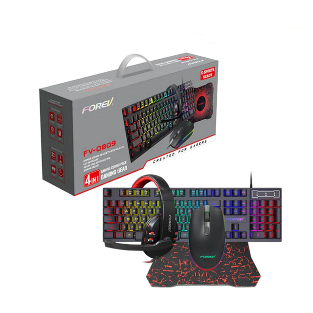 Wired Keyboard 4 in 1 Combo Pack RGB USB Wired One Handed Keyboard Gaming Mice Keyboard Mouse Combo Set