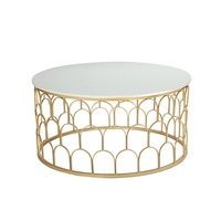 Table basse moderne en verre rond doré de style nordique pour salon