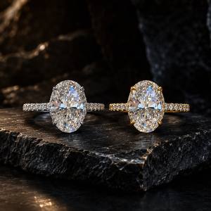 Anello con Taglio Ovale per Donne, Elegante Gioiello da Fidanzamento con Pietre Laterali, Classico Anello Nuziale alla Moda - Product Image 4