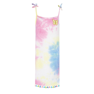 <span class=keywords><strong>Vestidos</strong></span> para Niñas, Estilo Bohemio, Tie Dye, Acanalados, Hasta la Rodilla, con Cuentas, Parche <span class=keywords><strong>de</strong></span> Mariposa, Borlas, Flecos, Vestido <span class=keywords><strong>de</strong></span> Playa para Vacaciones - Product Image 2