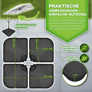 4 Pieces Umbrella <strong>Base</strong> <strong>for</strong> Cantilever <strong>Parasol</strong> Including Metal Connector | Umbrella <strong>Weight</strong> Can Be Filled with Water or Sand - Product Image 6