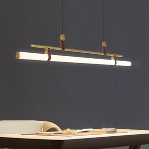 Luminaires suspendus modernes et minimalistes, lustres à ceinture en cuir, pour Table de cuisine, <span class=keywords><strong>salle</strong></span> à manger, lampe suspendue, bureau, café, or noir - Product Image 6